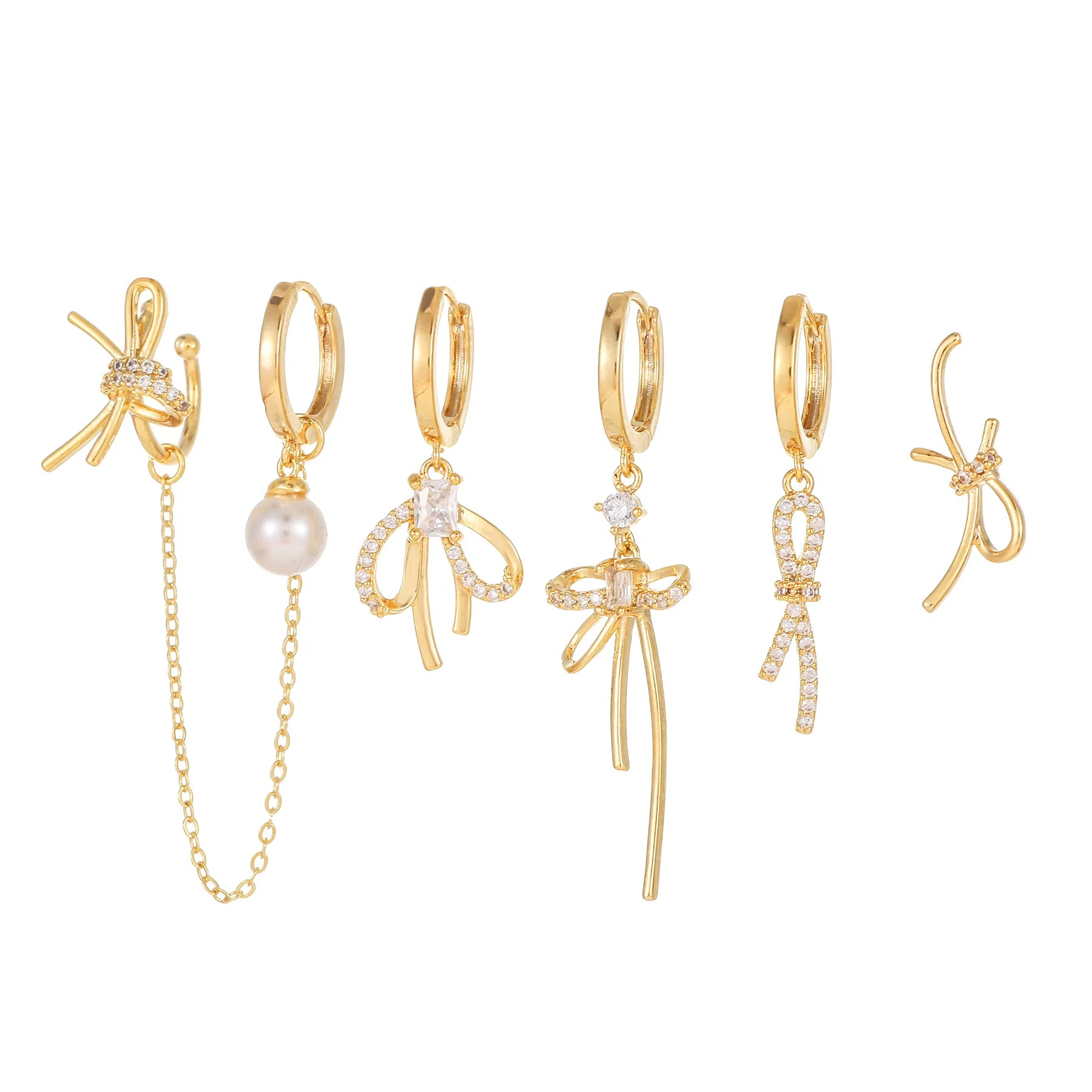 Bows And Pearls Piercing Set (Not in Pair)