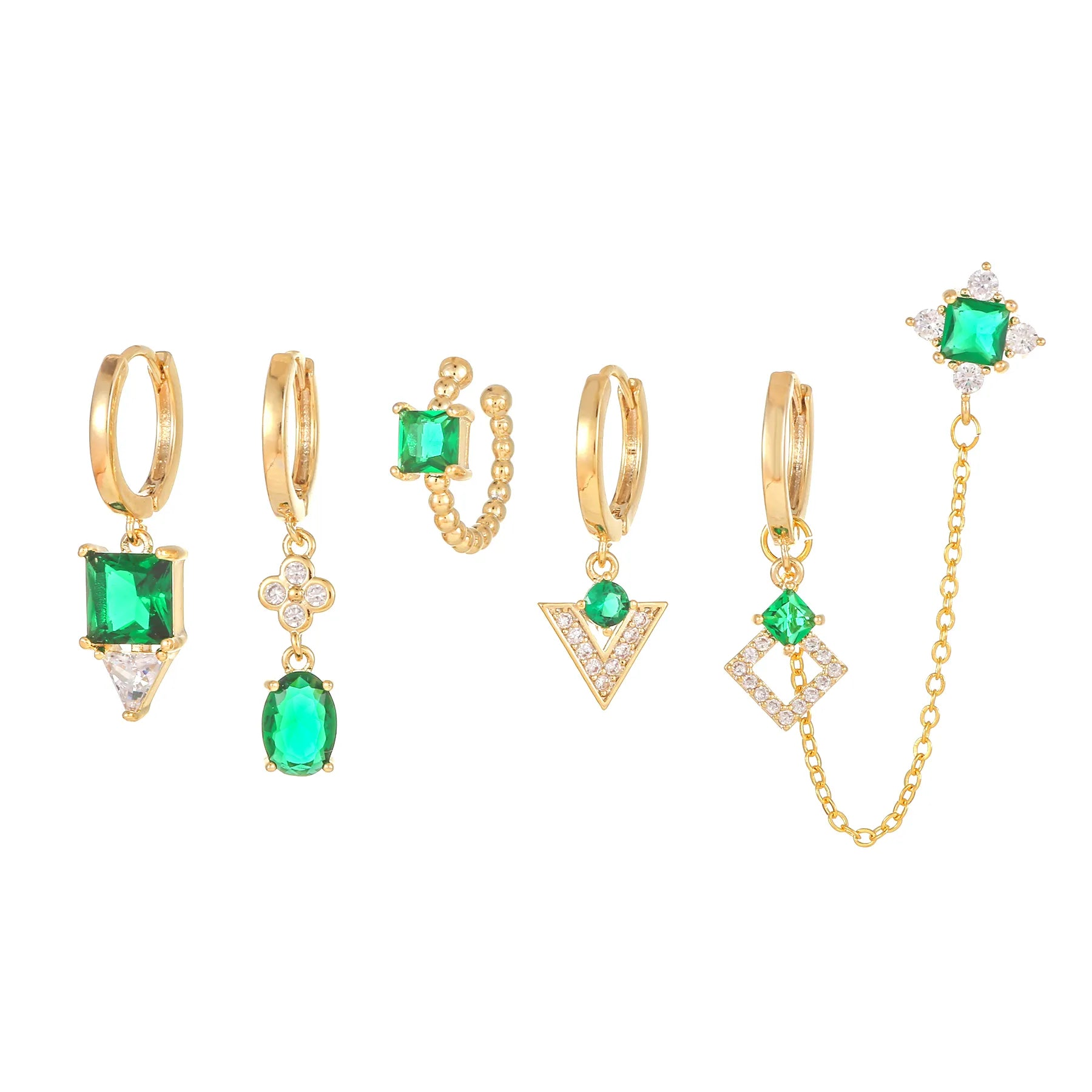 Emerald Glow Piercing Set (Not in Pair)