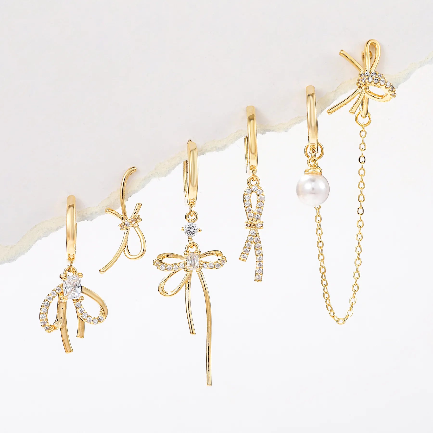 Bows And Pearls Piercing Set (Not in Pair)